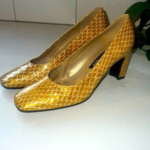Stuart Weitzman Faux Snakeskin Pumps